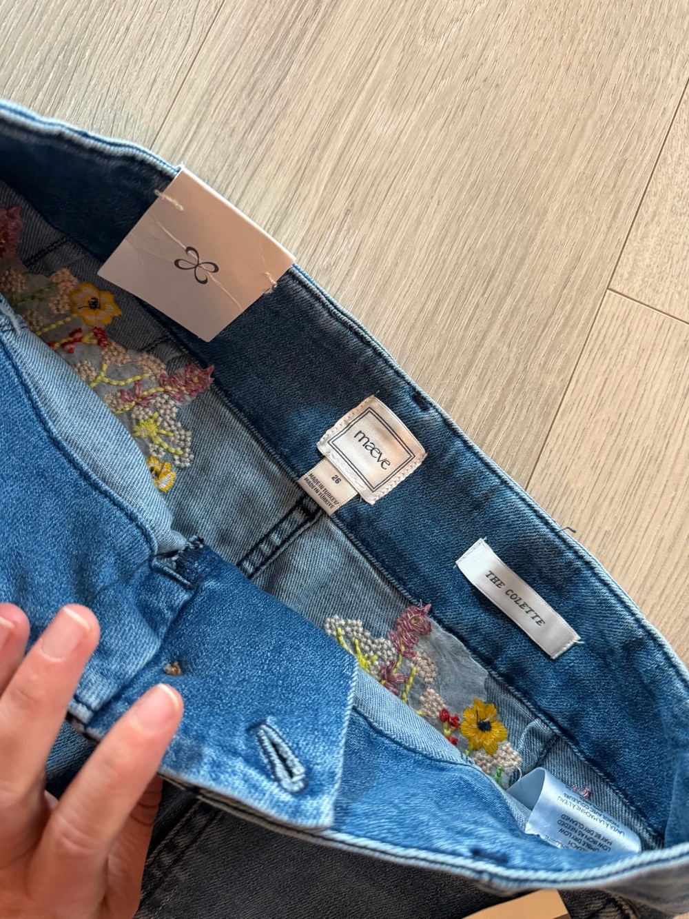 🌸DARLING Maeve Light Blue Denim Jeans with Multicolor Floral Embroidery - Picture 7 of 15